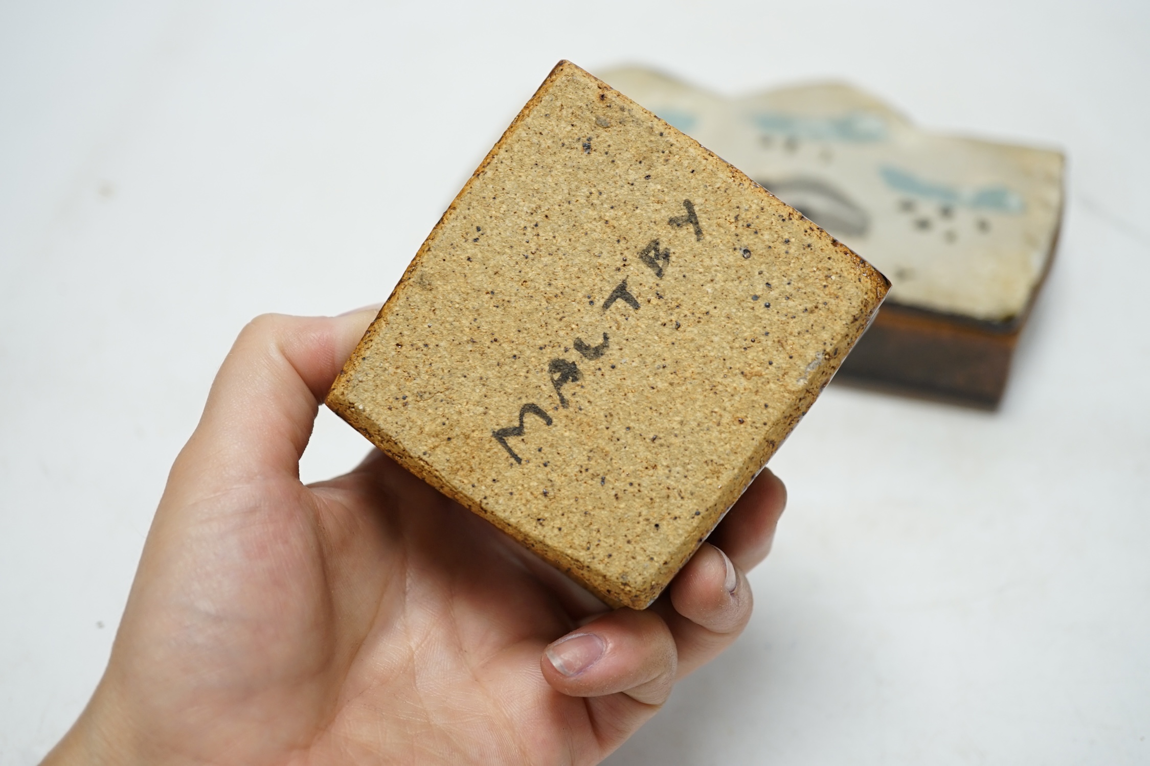 John Maltby (1936-2020), two studio pottery boxes, largest 17cm long. Condition - fair